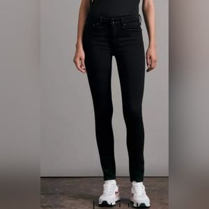 Rag & Bone Jeans Women's 25 Black Legging Black Plush Denim Skinny Low Rise